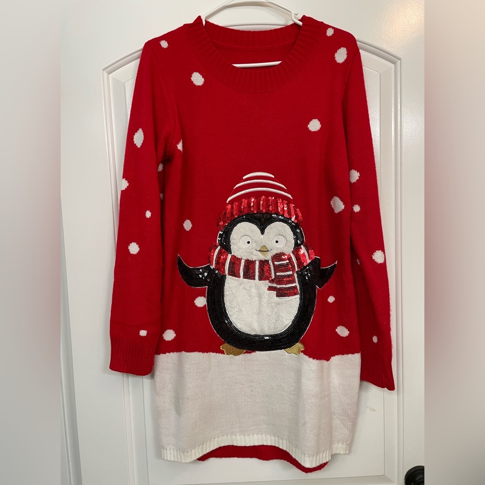 Womens Xmas knit sweater penguin